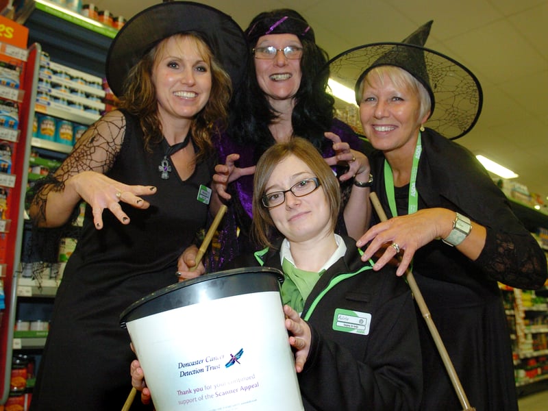 Staff at Thurnscoe's Asda dress up for Halloween, in aid of the Doncaster Cancer Detection Trust's scanner Appeal. Pictured clockwise from front are Adele McCarville, shift leader, Melanie Law, Ann Webb, and Sue Sheppard.  