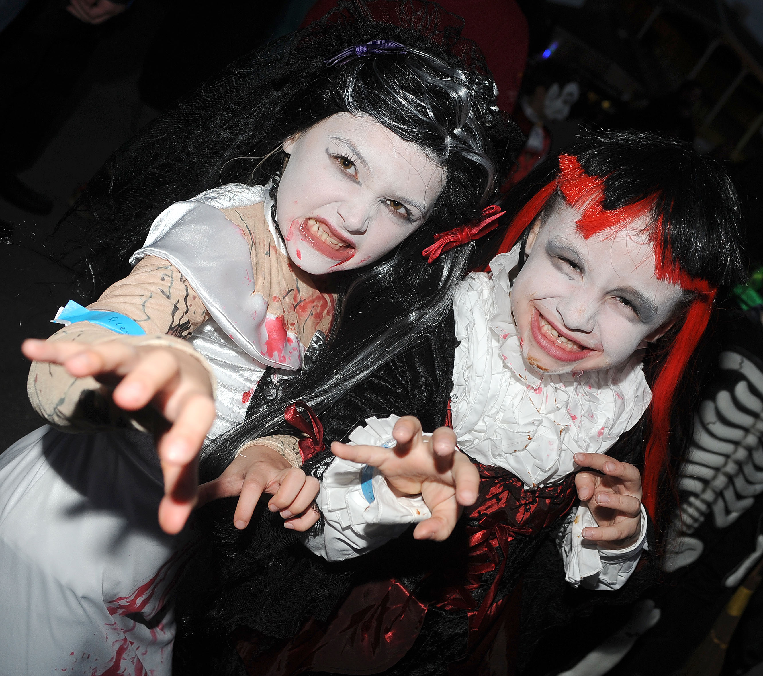 Freya Bouse, seven, of Town Moor, and Elyse Thornton, six, of Bentley, at the Halloween Spooktacular at Doncaster Racecourse.