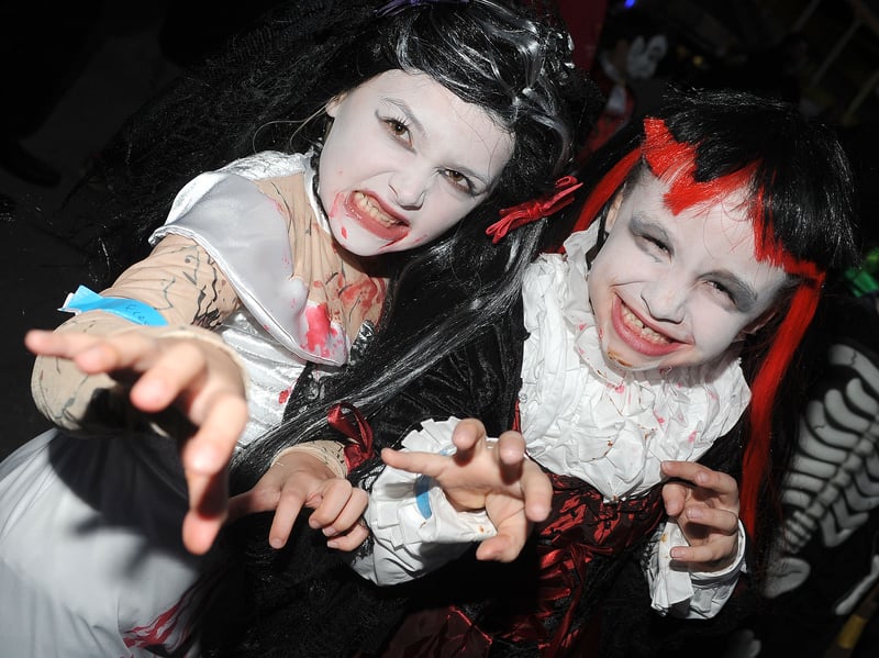 Freya Bouse, seven, of Town Moor, and Elyse Thornton, six, of Bentley, at the Halloween Spooktacular at Doncaster Racecourse.