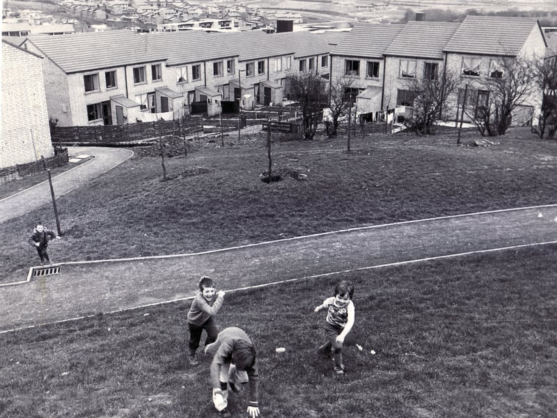 Children playing at Westfield Township, Mosborough - 24th February 1976