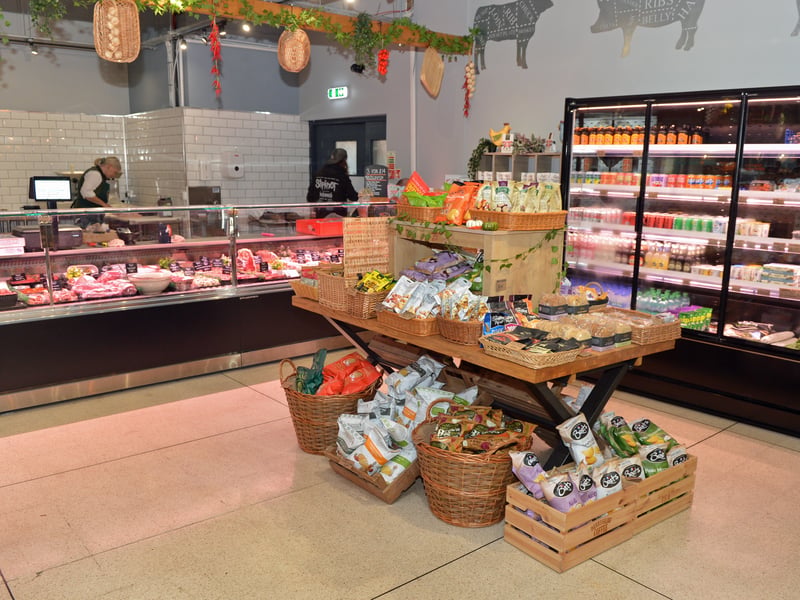 Everything is now under one roof: a full butchers counter, a farm shop and cafe.