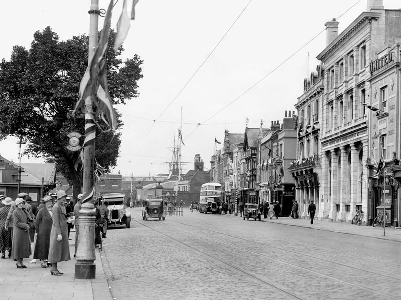 The Hard, Portsmouth, with HMS Victory, the oldest commissioned warship in the world