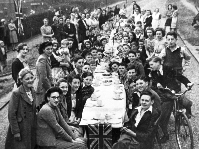 Victory in Europe celebrations at Frith Close, Intake, Sheffield - May 1945