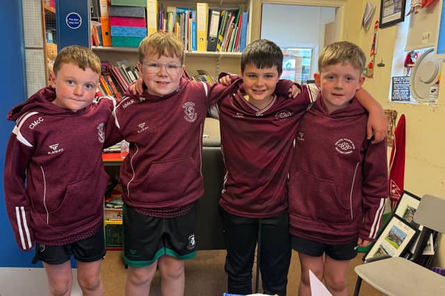 Saint Patrick's pupils Charlie, Odhran, Oisin and Noah who took part in the Kids court held in their school
