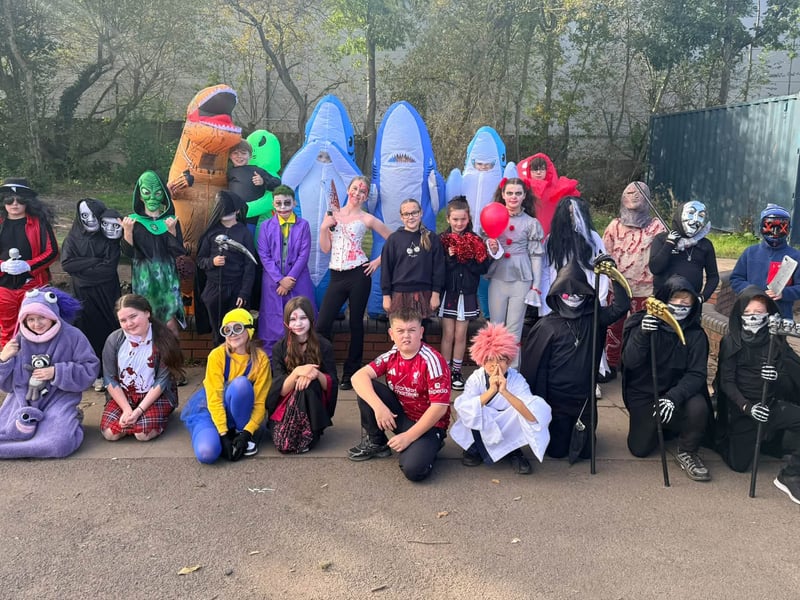The whole school dressed up for the Halloween event.