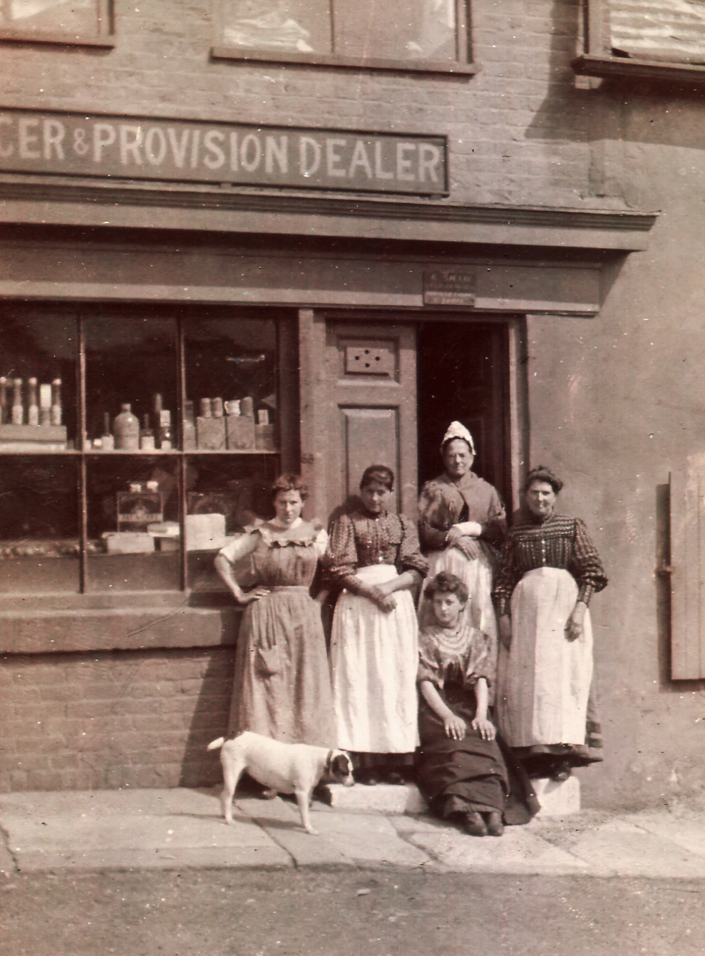 G Shaw Grocer and Provision Dealer (possibly 1870/1880)
Main Road, Intake (now Mansfield Road)
Picture shows Mrs Shaw with daughters Ann, Lily, Harriet and Lucy

Submitted John Tandy and Roy Haynes
