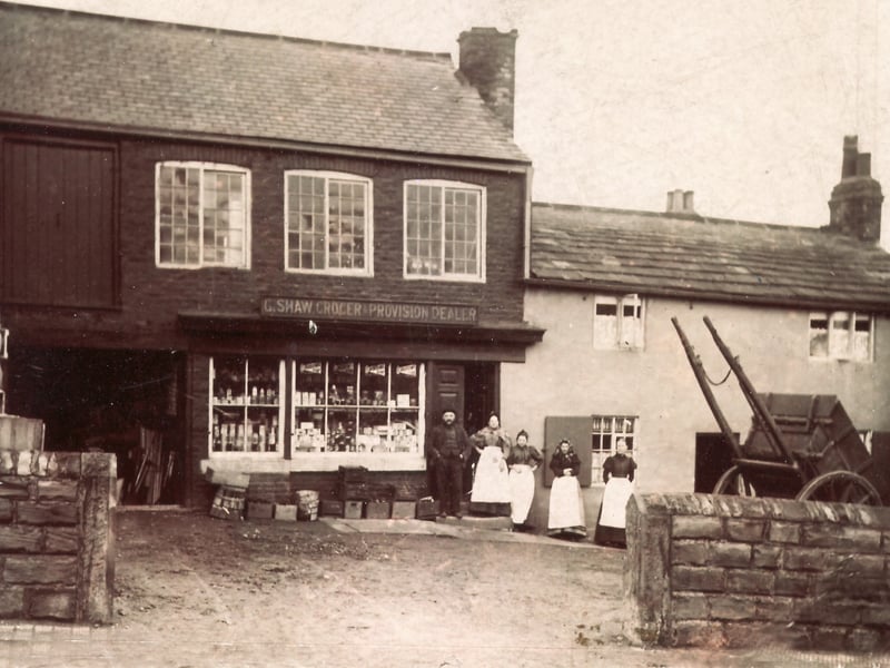 G Shaw Grocer and Provision Dealer (possibly 1870/1880)
Main Road, Intake (now Mansfield Road)
Picture shows G. Shaw and his four daughters outside the shop.

Submitted John Tandy and Roy Haynes