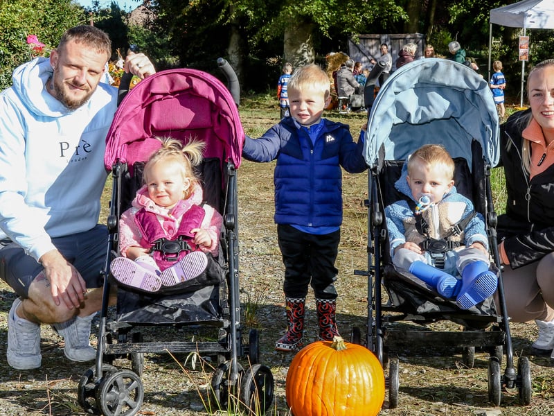 Kyle and Keilie Semple with children Lexie, Kody and Blake at the Pick a Pumpkin event raising money for Drumglass Parish Church.