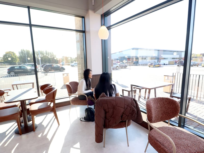 Customer enjoy a coffee at the newly opened Costa Coffee Drive Thru in Waterloo Park
