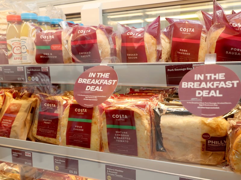 The food on offer includes Costa's new Christmas range.


