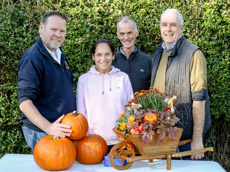 David Thompson, principal of Dungannon PS, along with Angie Thompson, Basil Davidson and Ian Stewart, who organised a Pick a Pumpkin event to raise money for Drumglass Parish Church.