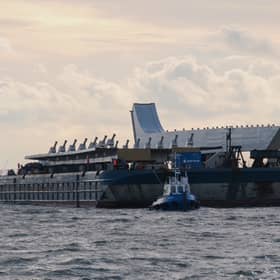 The First section of the Narrow Water bridge being shipped into Carlingford Bay 