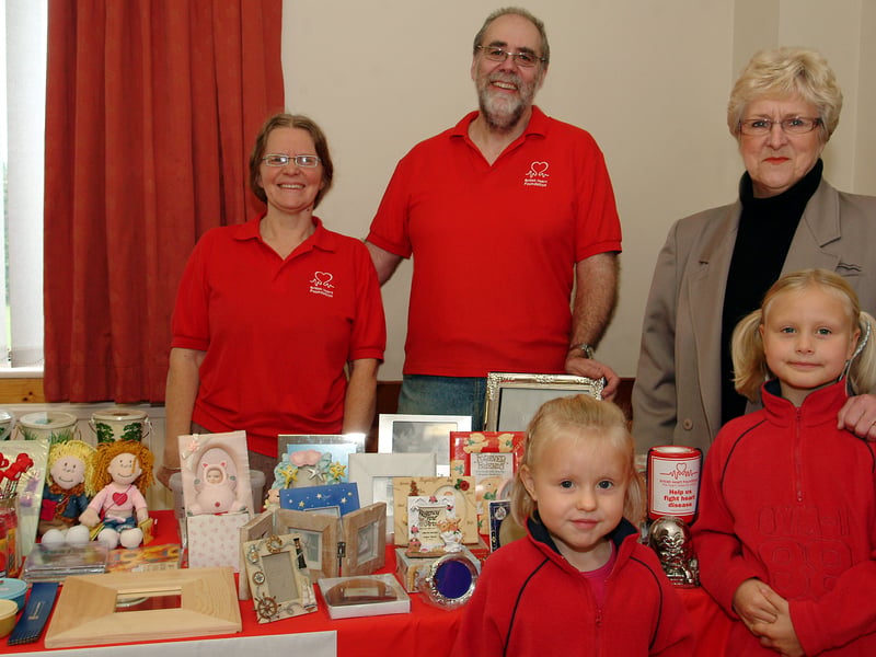 Bawtry, The New Hall, Thorn Road.British Heart Foundation annual coffee morning.Picture: Thelma Shorthose (secretary Bawtry British Heart Foundation), Stephen Shorthose (chairman Bawtry British Heart Foundation) with Mrs Val Gleadall and grandaughters Lucy Baker (4) & Emily Baker (7)