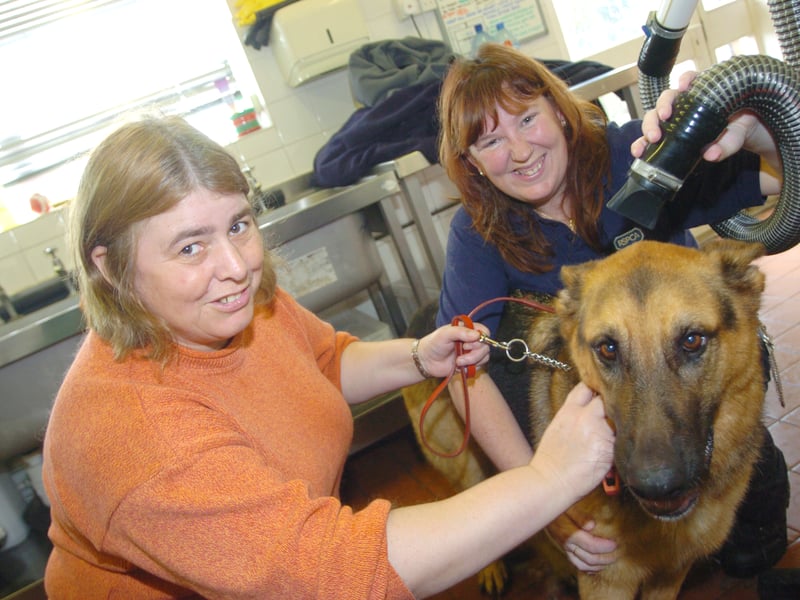 The In the Doghouse Charity event raised money for the local RSPCA centre at Bawtry. Denise Walmsley, of Cantley, treats her dog Benji to a pamper session by Animal Care Manager Alison Pring. 