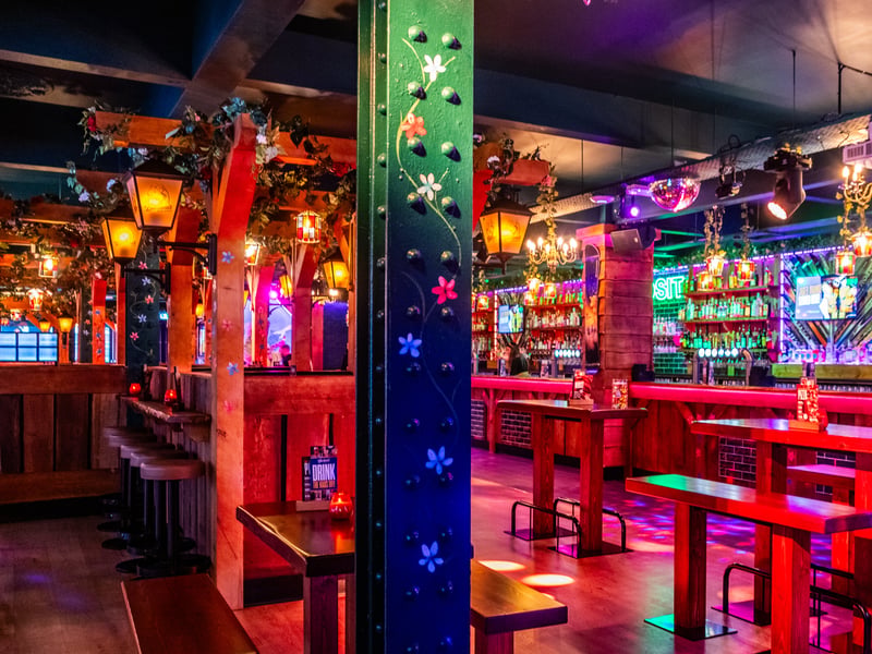 Interior of Barbara's Bier Haus seating area 