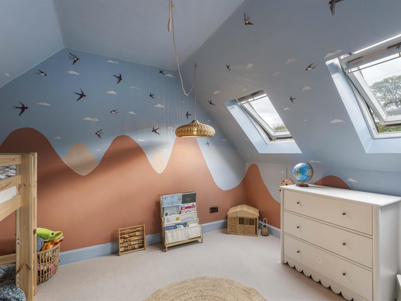 All fitted floor coverings, blinds, curtains, selected light fittings, integrated fridge/freezer, dishwasher, cooker hood, freestanding cooker, and bathroom mirrors are included in the sale.