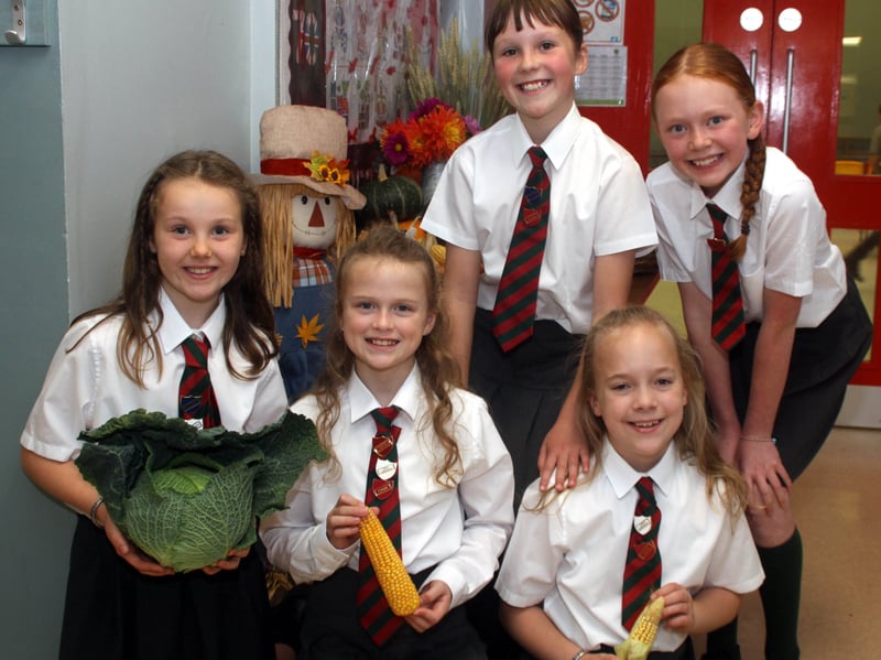 Pupils of Lisnadill Primary School enjoying their Harvest celebrations. 