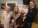 Lisnadill Primary School pupil, Reuben Silvey with his parents, Naomi and Kyle, sister and Auntie Carol at Harvest.