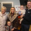 Lisnadill Primary School pupil, Reuben Silvey with his parents, Naomi and Kyle, sister and Auntie Carol at Harvest.