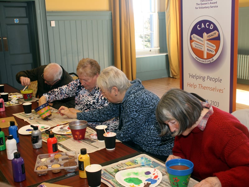 Folks taking part in the Planting wellbeing day organised by County Armagh Community Development CACD, in Markethill Courthouse as part of World Mental Health Day.