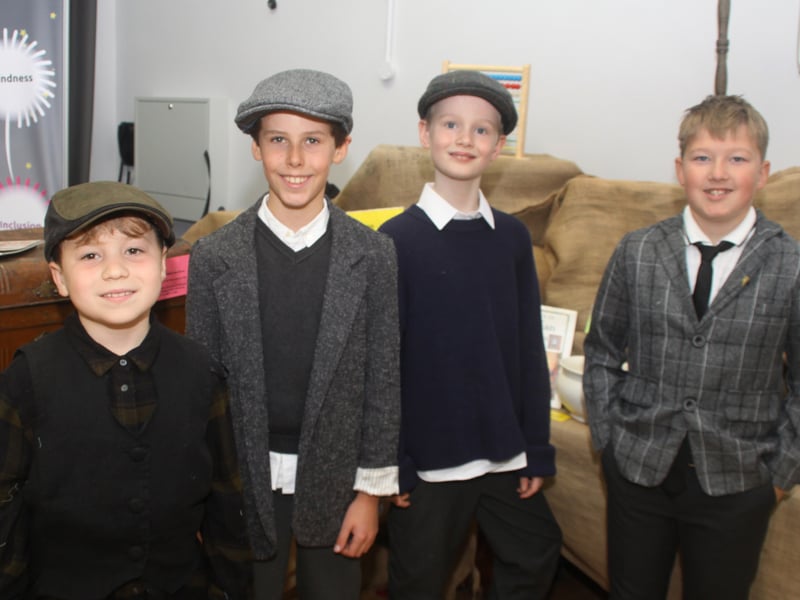 Victorian boys for the day are (l/r) Dylan, Matthew, Lochlann and Mark. 