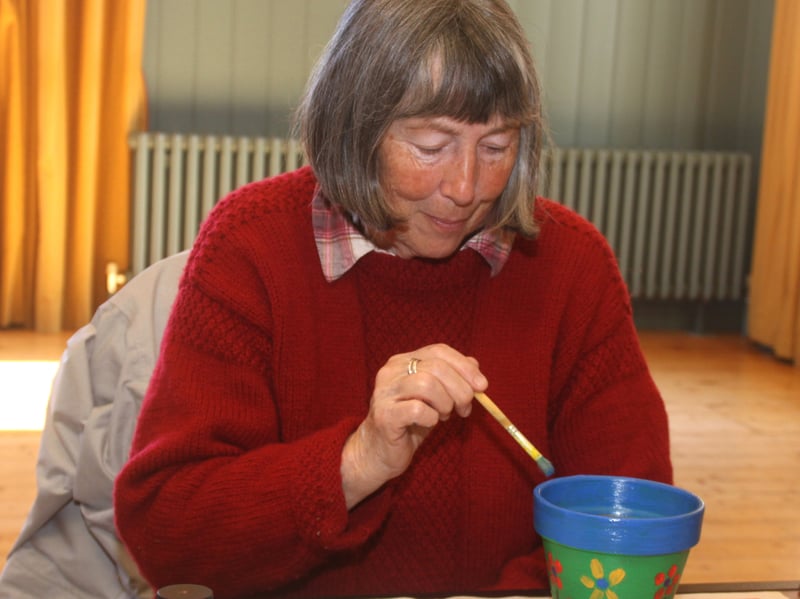 A relaxing afternoon painting pots and planting spring bulbs.