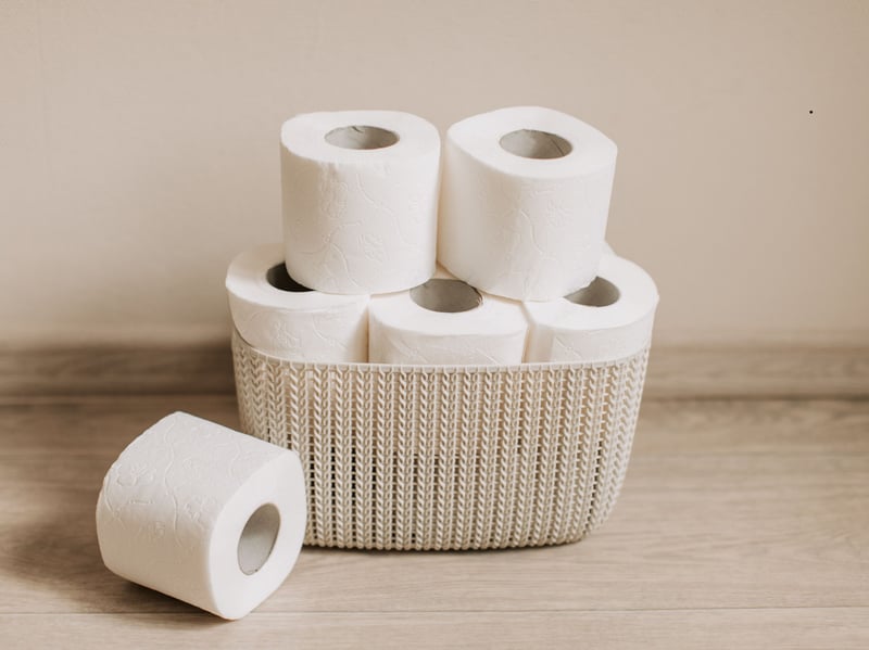 It's always the toilet paper that gets the headlines, but you should be sure to have a supply of other bathroom essentials such as snaitary products, toothpaste and soap.