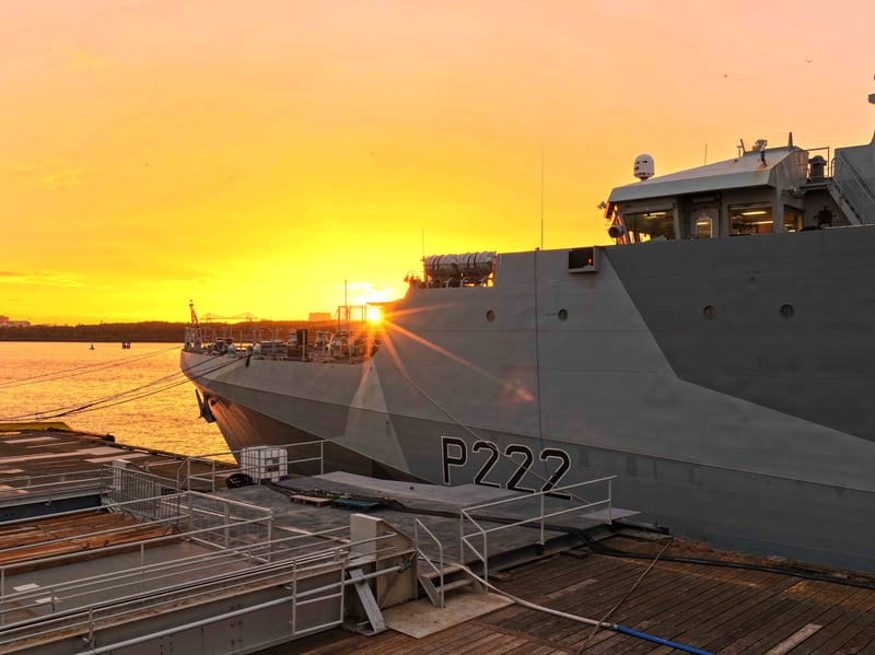 HMS Forth is currently in Teesside after undergoing lighting upgrades at the UK Docks facility.
