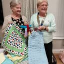 President Kathleen thanks Mrs Betty Fiddes from Project Linus (UK) who is displaying some of the quilts.

 