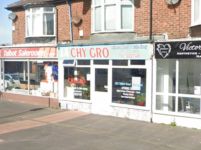 Chy Gro, Talbot Road, was awarded a Food Hygiene Rating of 5 (Very Good) by Blackpool Borough Council on 14th October 2026.