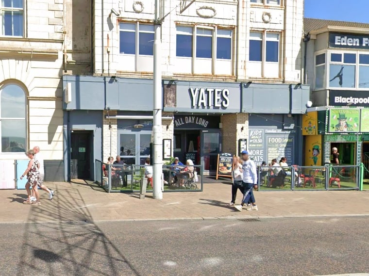 Yates was awarded a Food Hygiene Rating of 5 (Very Good) by Blackpool Borough Council on 13th October 2026.