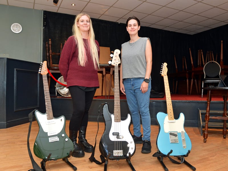 Sarah Darracott-Hawkins and music tutor Jess Allen at The Hub, Hasland Club in Chesterfield.