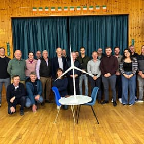Members of the pubic, the Coxtown Protection Committee and elected representatives at a meeting recently to discuss new East Galway wind farm proposals 