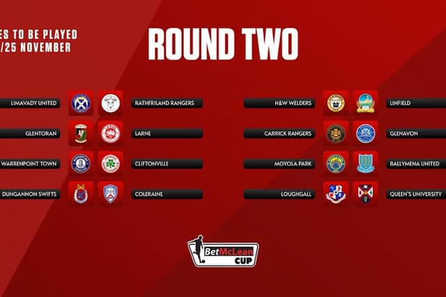 Coleraine travel to Dungannon Swifts in the second round of the Bet McLean Cup.