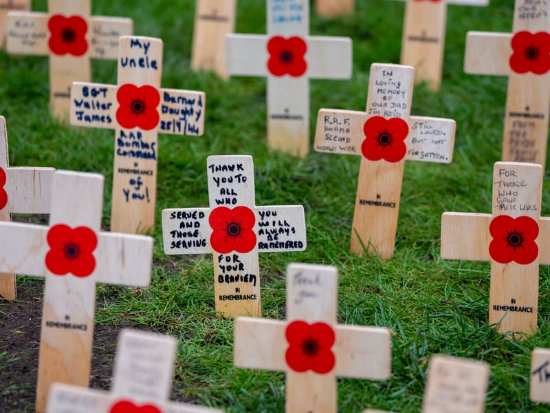 Messages on crosses in the Field of Remembrance