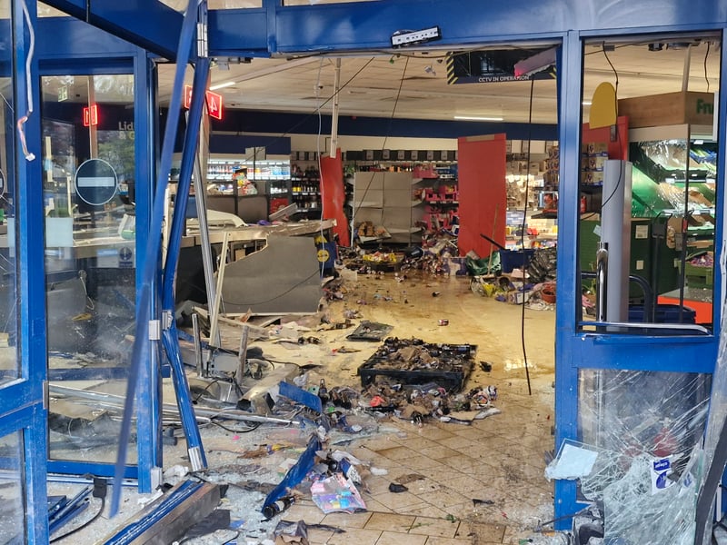 The scene of devastation inside Lidl after the car was recovered