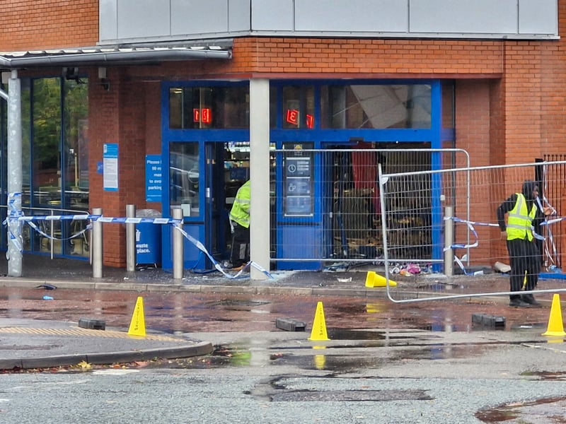 The area outside the store will be fenced off as work begins to repair the damage