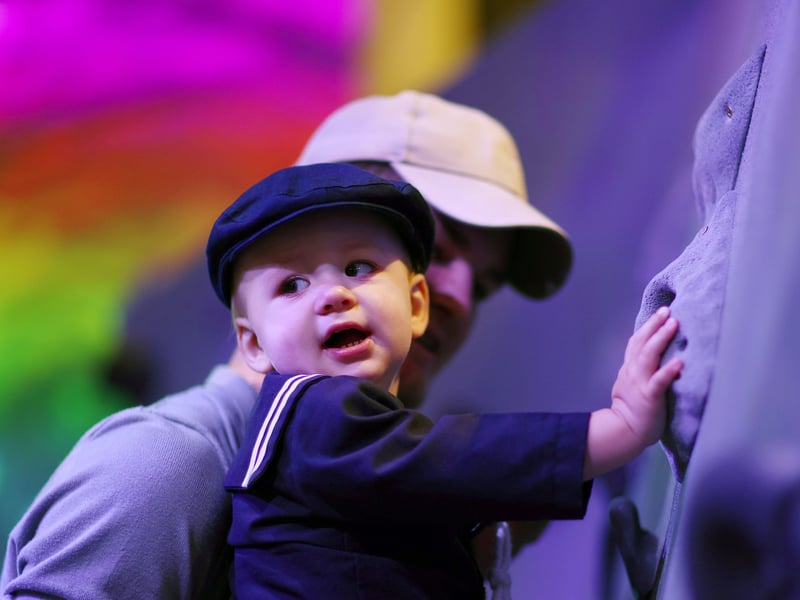 Dominic Wyld, 18 months, is given a hand up on the climbing wall.