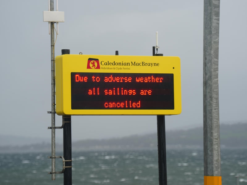 Signs at the Ferry terminal at Wemyss Bay.