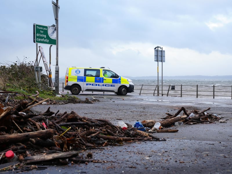 Police road closure on the A78 near Skelmorlie