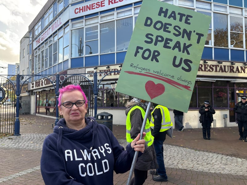 Rachel Lloyd - Gosport resident at the counter demonstrations during todays protests.