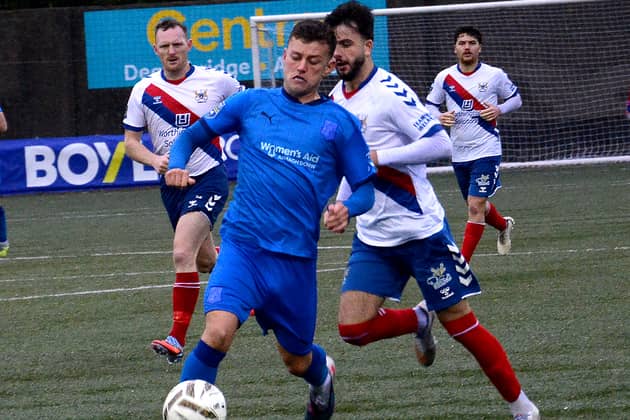Armagh City player Tyler Doherty in action during the second half of the game against Ards on Saturday.  KT264397