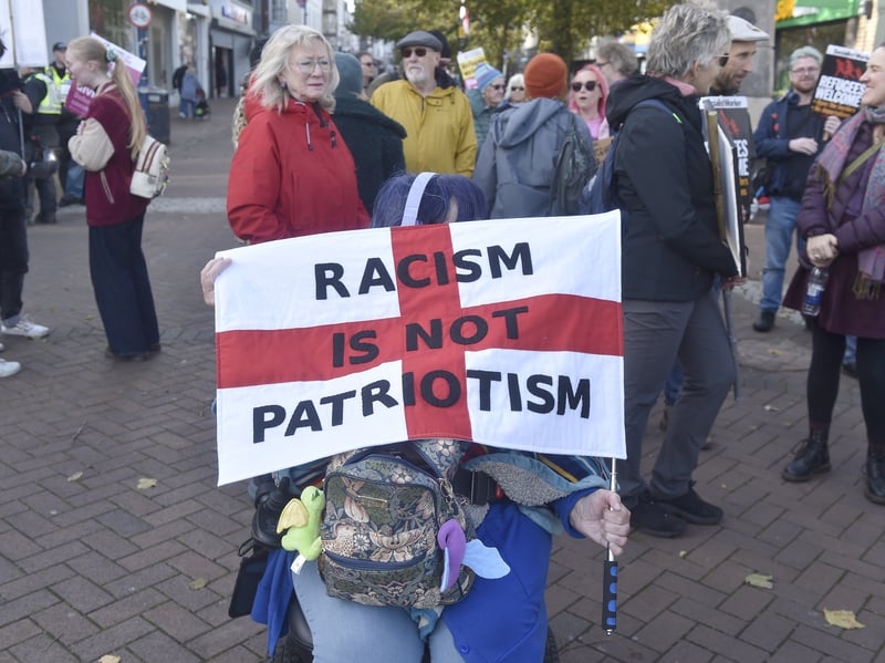 Anti-racism groups protest.

Picture: Sarah Standing (251026-1503)