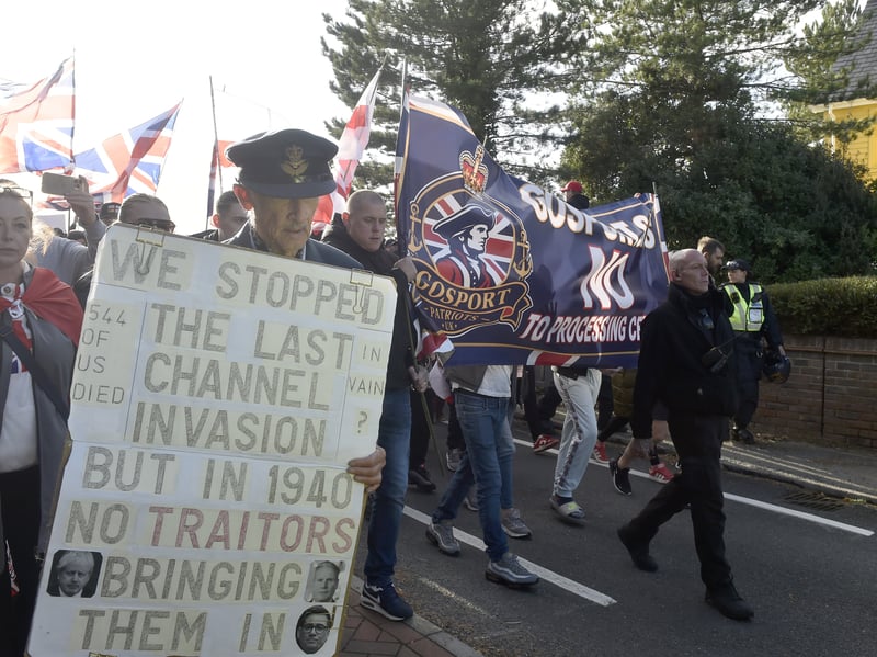 Anti-migrant protestors.

Picture: Sarah Standing (251026-1607)