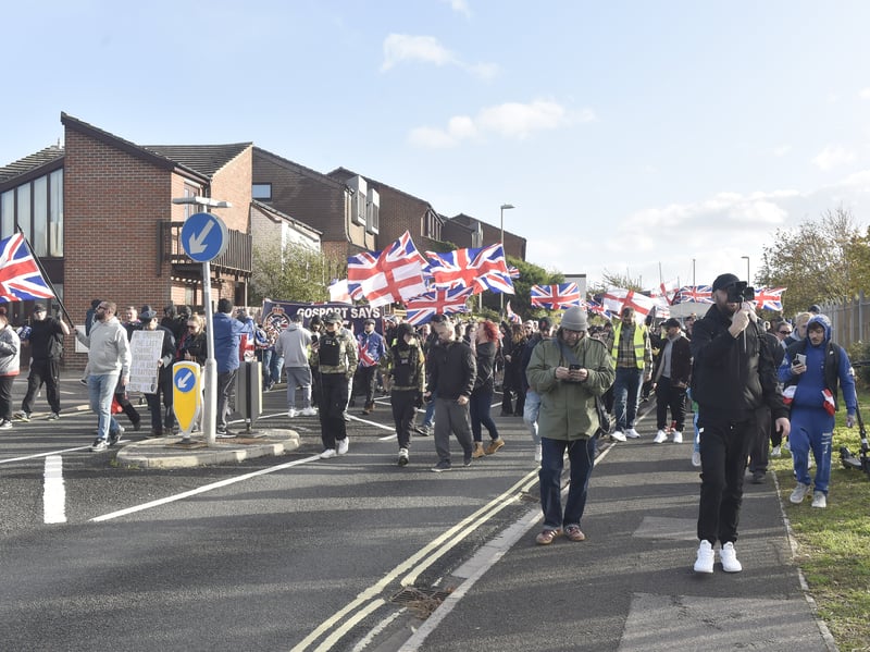 Anti-migrant march in Gosport.

Picture: Sarah Standing (251026-1646)
