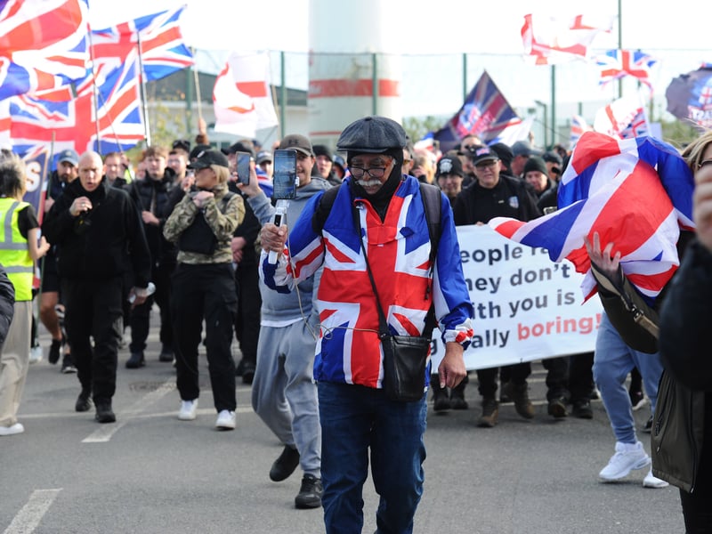 Anti-migrant protestors march in Gosport.

Picture: Sarah Standing (251026-4852)