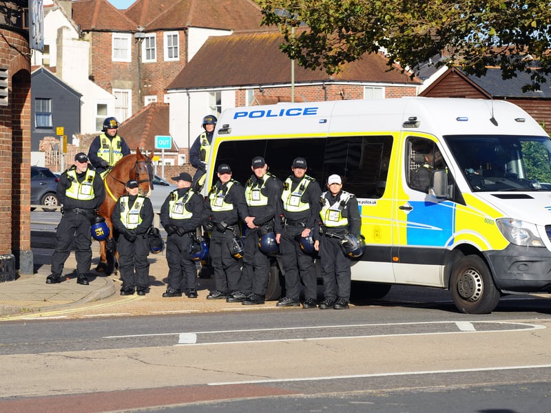 Police prepare at the Gosport anti-migrant march on October 25.

Picture: Sarah Standing (251026-5031)