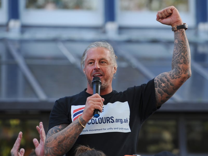 Ryan Bridge, founder of Raise the Colours, spoke at the anti-migrant protest.

Picture: Sarah Standing (251026-5076)