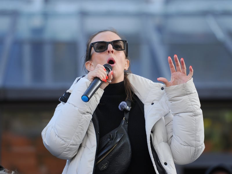 Essex anti-migrant protestor Sarah White at Gosport protest on October 25.

Picture: Sarah Standing (251026-5086)