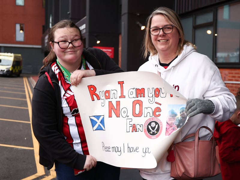 Sheffield United fans pictured showing their support ahead of Derby County clash 